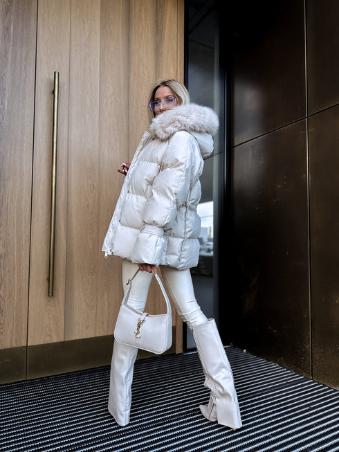 Puffy, short jacket "FUSION AD611" - BEIGE PRE-ORDER